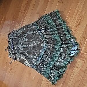 Vintage Hazel Anthropologie Boho Fall Green Midi Skirt Size Small